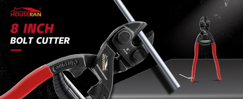 8 Inch Mini Bolt Cutters, Compact Bolt Cutter with Recess and Spring, Small Bolt Cutters, CR-V Steel Blade for Wires, Cables, Rivets, Chains, Screws, Bolts