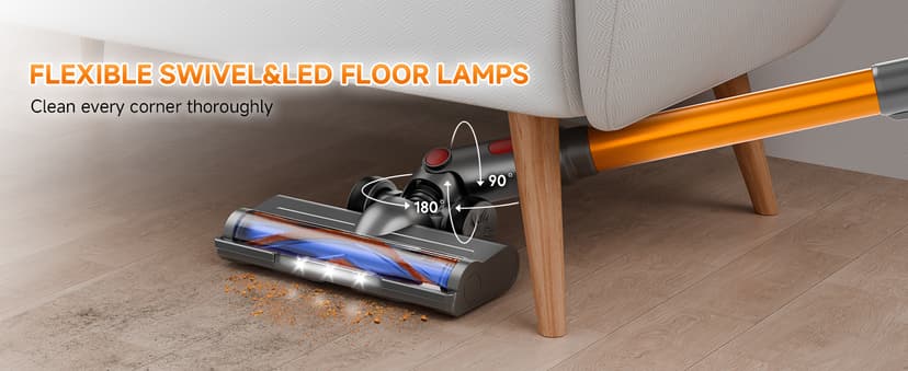 Cordless Vacuum Cleaner for Home - Powerful, 45Kpa Stick Vacuums Lightweight with Detachable Battery Display, Max 45Mins Runtime, 8 in 1 Handheld Vacuum for Hardfloor & Carpets Pet Hair