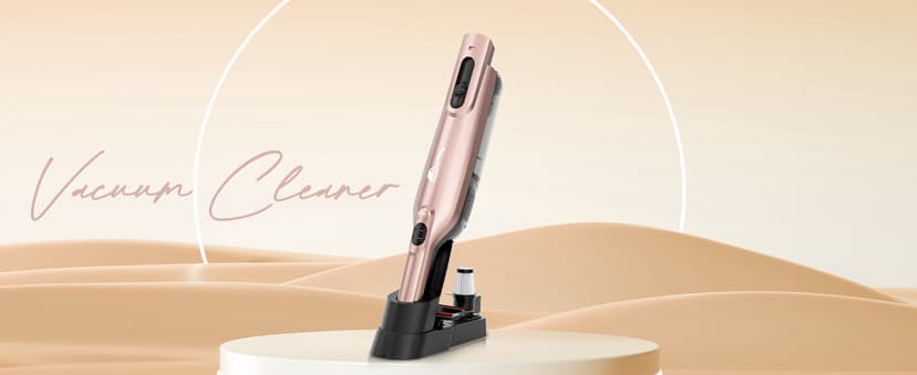 Cordless Handheld Vacuum, Lightweight Portable Hand Vacuum Cleaner with LED Light,Rechargeable Hand Held Vacuum with Charging Dock, Powerful Suction for Office, Home,Car, Rose Gold