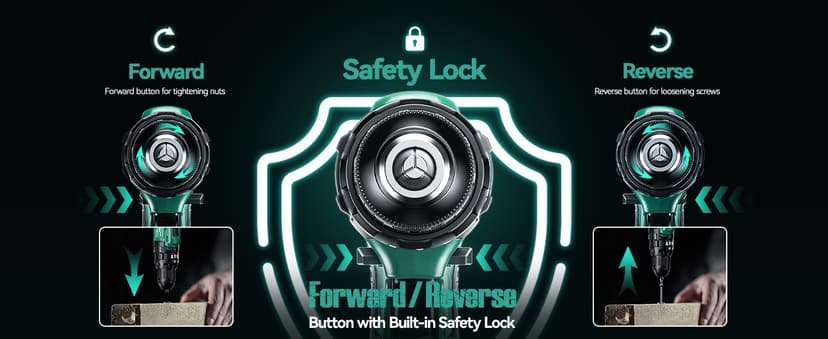 KIMO Hammer Drill - 20V 2X Battery Hammer Drill Cordless Drill Set, 350 In-lb Torque, 3/8" Keyless Chuck, 1350 RPM, 21+3 Position,14pcs Drill/Driver Bits, Power Drill Drivers for Concrete Brick Wall