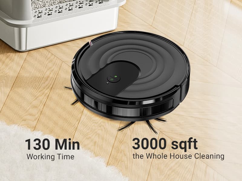 Robot Vacuum and Mop Combo 5000Pa 650mL 2 in 1 Mopping Robot Vacuum Cleaner Schedule WiFi/Alexa/App Smart Self-Charging Robotic Vacuum Ultra-Slim Quiet Tangle-Free Ideal for Hard Floor Pet Hair Carpet