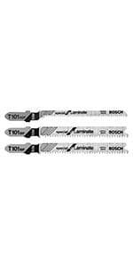 Bosch T102H 3-Piece 3 In. 10 TPI Clean for PVC High Carbon Steel Jig Saw Blades