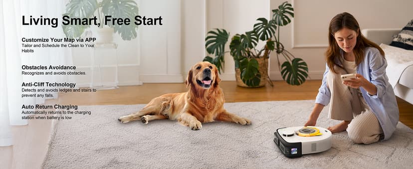 Robot Vacuum Cleaner, 22,000Pa Ultra-Strong Suction - Automatic Robot Vacuum for Pet Hair & Carpets, Tangle-Free Cleaning, Smart Mapping with LiDAR Navigation, App Controlled Vacuum Robot