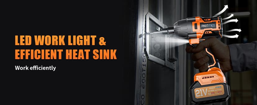 Cordless Impact Wrench, 900Ft-lbs (1200N.m) 1/2" Brushless Impact Gun, 21V High Torque Power Impact Driver, 2x4.0Ah Batteries Electric Impact Motor Variable Speeds for Family Car/Pickup Truck/Mower