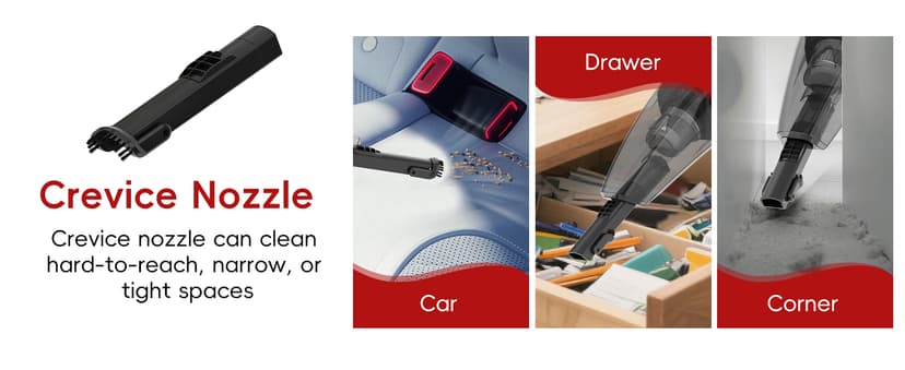 whall Handheld Cordless Car Vacuums, Wet and Dry Use 9000Pa Strong Suction Vacuums, Rechargeable Portable Vacuum Cleaner with LED, Charging Dock, Lightweight Mini Vacuum for Car, Home and Office, Red