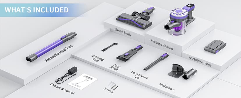 Cordless Vacuum Cleaner for Home with Powerful Suction,Lightweight Stick Vacuum Cordless Rechargeable with 35 Mins Runtime, Hardwood Floor Vacuum for Pet Hair,Carpet,Tile(Purple)