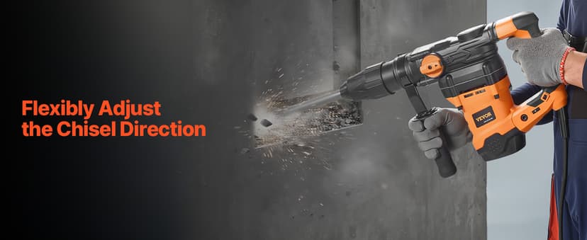 VEVOR 1-9/16 Inch SDS-Max Rotary Hammer Drill, 13Amp Corded Drills, Heavy Duty Chipping Hammers w/Vibration Control & Safety Clutch, Electric Demolition Hammers Variable Speed, Power Tool For Concrete