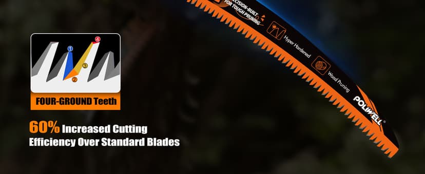 POLIWELL 15 Inch Japanese Teeth Reciprocating Saw Blade,Arc-Edge Wood Pruning Saw Blades for Tree Trimming,6TPI Saw Blades for Wood Cutting & Branch Pruning,3 Pieces