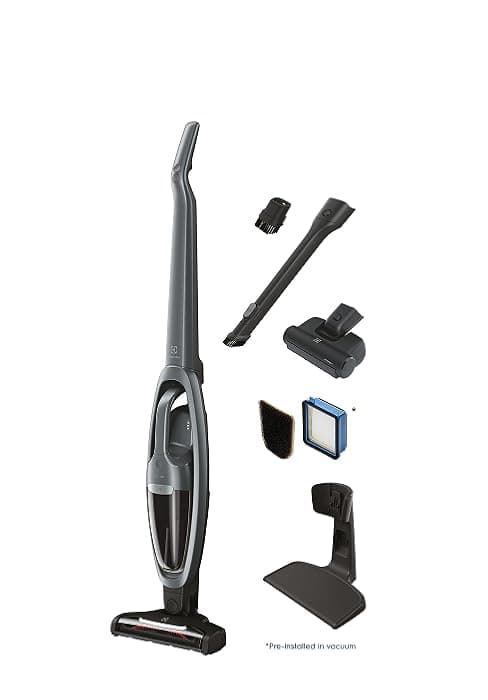 Electrolux Ergorapido Cordless 2-in-1 Vacuum Cleaner with High Suction Power and 180-Degree EasySteer Mobility, 48-Minute Run Time, 2 Power Modes, Satin White
