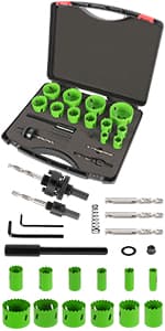 Hole Saw Set, 22PCS Hole Saw Kit with 3/4" to 5" (19mm-127mm) 13Pcs Saw Blades, Mandrels, Installation Plate, Drill Bits, Hex Key with Storage Box, Ideal for Soft Wood, Plywood, Drywall, PVC