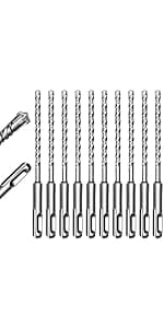 19-Piece SDS Plus Hammer Drill Bits for Concrete and Chisels Set, Cross Carbide Tip Masonry Drill Bit Set, Heavy-Duty Concrete Drill Bits for Brick & Stone, Storage Case Included