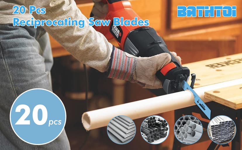 20 Pack 6 Inch 14 Tpi Reciprocating Saw Blades for Sheet Metal, Pipes, PVC Plastic, Profiles Cutting, Bi-Metal Sawzall Blades with 8% Cobalt for Longer Life and Faster Cutting Speed