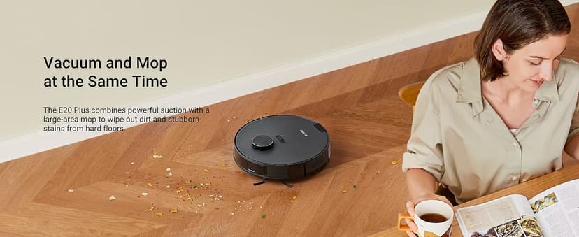 Eureka E20 Plus Robot Vacuum with Bagless Self Emptying Station, Robotic Vacuum and Mop Combo, 45-Day Capacity, Upgraded 8000Pa Suction and Anti Hair-Tangling Brush, LiDAR Navigation, App Control