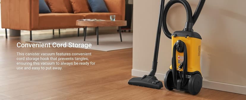 Eureka 3670M Canister Cleaner, Lightweight Powerful Vacuum for Carpets and Hard floors, w/ 5bags,Yellow