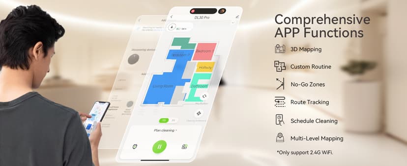 Robot Vacuum and Mop Combo, LiDAR Navigation with Ultra Slim Design, Smart Mapping Robotic Vacuum Cleaner, 9000Pa Suction, Customizable Cleaning for Pet Hair, Carpets, and Hard Floors