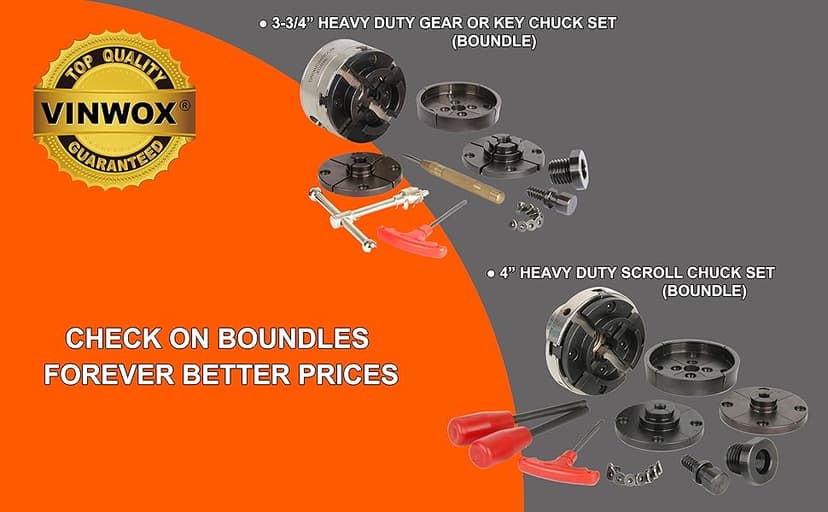 4INCH 4-Jaw Self-Centering Wood Lathe Chuck, 2" Round Jaw Mounted, 1"x8TPI thread & 3/4"x16TPI Adapter, T Allen Wrench, Screw Chuck, SCR4-4, Nickle electric Coating Body