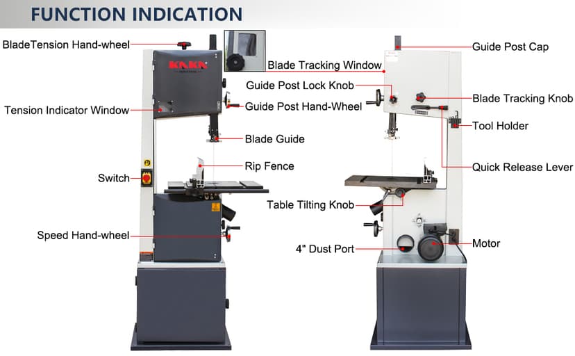 KAKA INDUSTRIAL14in Woodworking Bandsaw,6x21.5 inch work table 110V WBS-14
