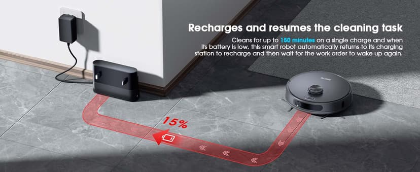 Robot Vacuum and Mop, Mapping Robotic Vacuums Cleaner with LiDAR Navigation Smart & Strong Suction, WiFi/App/Alexa/Voice Control, Obstacle Avoidance, for Home, Wood/Hard Floors, Pet Hair -Grey