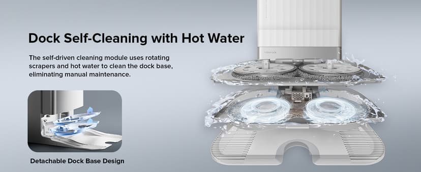 roborock Qrevo Edge Robot Vacuum and Mop, 18,500Pa Suction, Zero-Tangling, AdaptiLift Chassis, Al Obstacle Recognition, Hot Water Mop Washing & Dock Self Cleaning, Corner to Edge Deep Cleaning