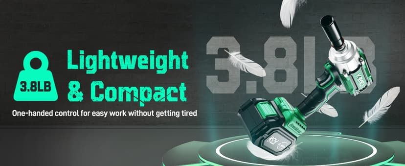 KIMO Impact Wrench 1/2, Max Torque 406ft-lbs (550N.m) & 3000RPM /Premium Brake Stop, 9-Piece Drill & Serewdriver Set, 4 Sockets, Cordless Impact Wrench with 4000mAh Battery, Impact Driver for CarTires