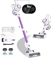 FABULETTA Cordless Vacuum Cleaner for Home, 500W Lightweight Vacuum Cleaner with MAX 50 Min Detachable Battery, Brushless Motor, 6 in 1 Stick Vacuum for Hardwood Floors and Carpet Pet Hair Car(Purple)