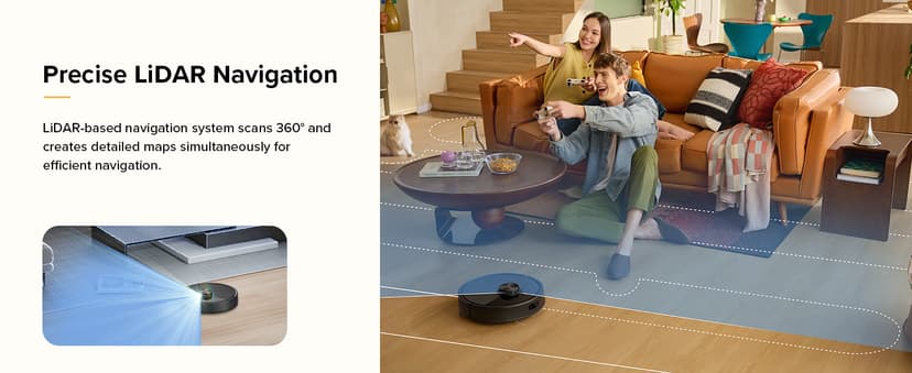 roborock Q7 M5 Robot Vacuum and Mop Combo, 10,000Pa HyperForce Suction, Robotic Vacuum Cleaner, Dual Anti-Tangle System, APP-Controlled Mopping, LiDAR Navigation, for Pet Hair and Carpet, Black