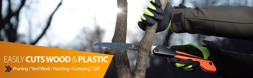 Folding Hand Saw for Tree Pruning, Camping, Gardening, Hunting. Cutting Wood, PVC, Bone with Ergonomic Handle Design