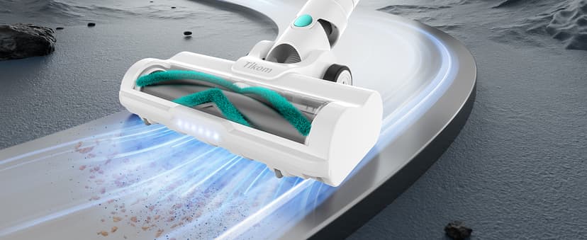 Tikom V500 Cordless Vacuum Cleaner for Home, 40000Pa/450W Stick Vacuum with LED Touch Screen, Charging Wall Dock, Anti-Tangle, Lightweight Handheld Vacuum for Pet Hair, Hard Floor, Carpet, Blue