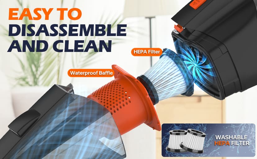 Pet Hair Vacuum, Handheld Vacuum Cordless Rechargeable with LED, 10000Pa Suction, 20V Lightweight Portable Hand Vacuum with Multi-Nozzles & Washable HEPA Filter for Pet Hair, Car and Home