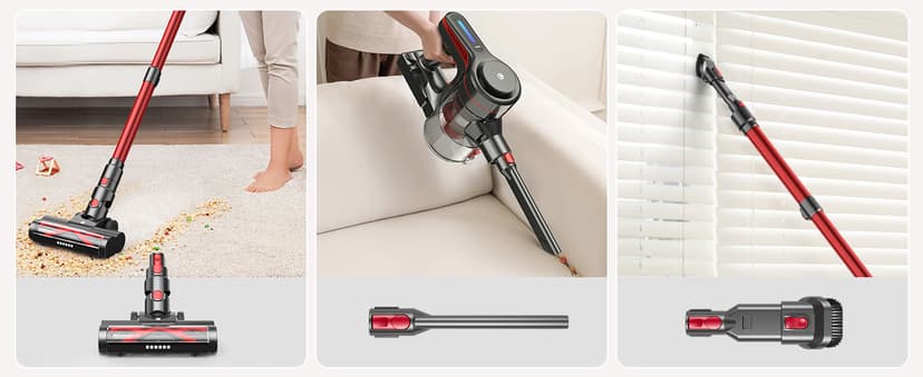 Cordless Vacuum Cleaner, Stick Vacuum with Powerful Suction, 45Mins Runtime Vacuum Cleaners for Home, Anti-tangle and 1.5L Dust Cup, 6 in 1 Lightweight Vacuum for Hardwood Floor Carpet Pet Hair