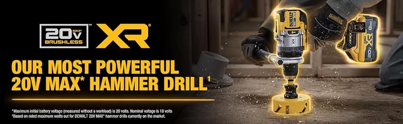 DEWALT 20V MAX XR 1/2 Inch Cordless Hammer Drill Kit with 8AH Battery and Charger (DCD1007WW1)