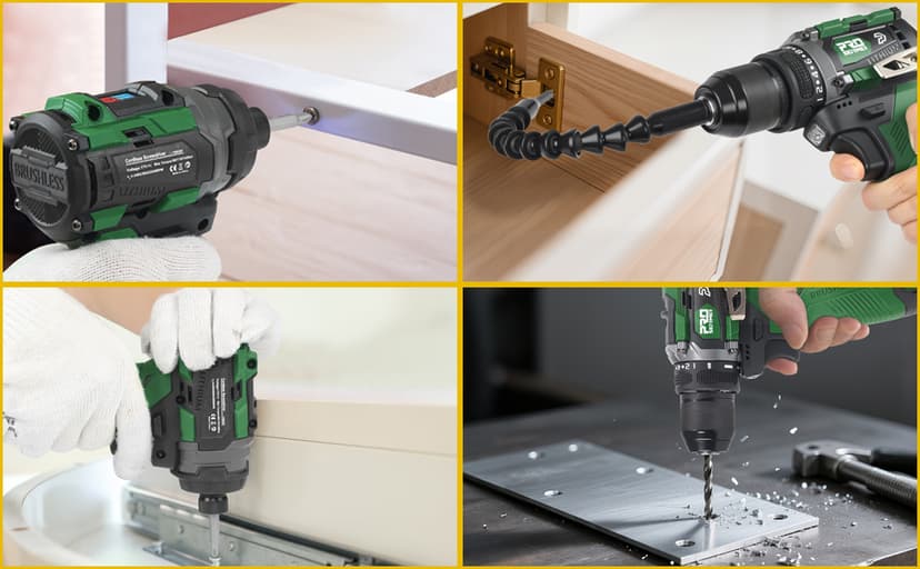 Prostormer Cordless Drill and Impact Driver Set, 17V Brushless Power Tool Kit Included 3/8” Drill & 1/4” Impact Driver with 2 Batteries, Charger, 23pcs Bits and Tool Case