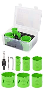 Hole Saw Set, 22PCS Hole Saw Kit with 3/4" to 5" (19mm-127mm) 13Pcs Saw Blades, Mandrels, Installation Plate, Drill Bits, Hex Key with Storage Box, Ideal for Soft Wood, Plywood, Drywall, PVC