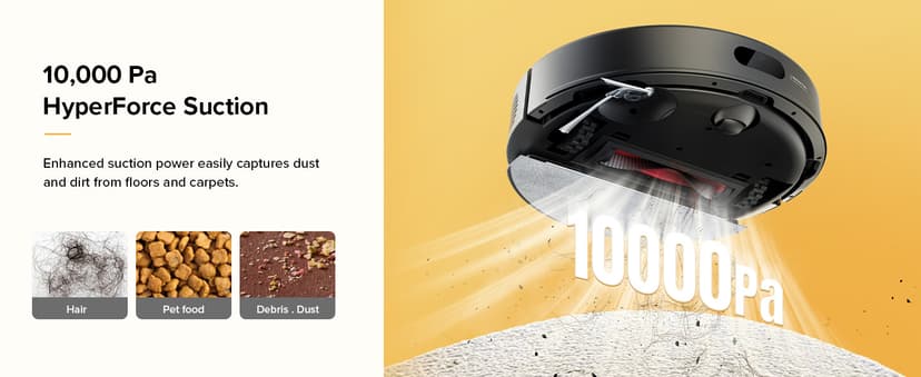 roborock Q7 M5 Robot Vacuum and Mop Combo, 10,000Pa HyperForce Suction, Robotic Vacuum Cleaner, Dual Anti-Tangle System, APP-Controlled Mopping, LiDAR Navigation, for Pet Hair and Carpet, Black