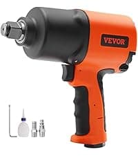 VEVOR 1/2-Inch Air Impact Wrench - High Torque 1400 ft-lbs - Lightweight 4.6 lb - Includes 11-Piece CR-V Steel Impact Socket Set & Carrying Case