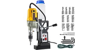 VEVOR Magnetic Drill, 1100W 1.57" Boring Diameter, 2697lbf/12000N Portable Electric Mag Drill Press with 12 Drilling Bits, 580 RPM Max Speed Drilling Machine for any Surface and Home Improvement