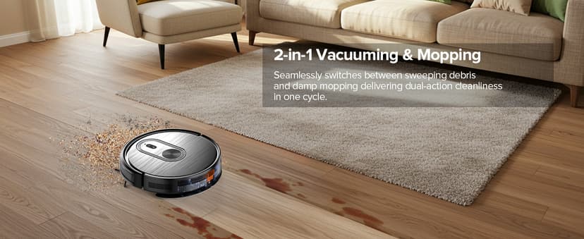 Robot Vacuum and Mop Combo, Vacuuming & Mopping 2 in 1 Robot 3200Pa Max Suction,with Schedule, App/Bluetooth/Voice, Self-Charging Robot Vacuum Cleaner, Slim, Ideal for Pet Hair, Hard Floor, Carpet