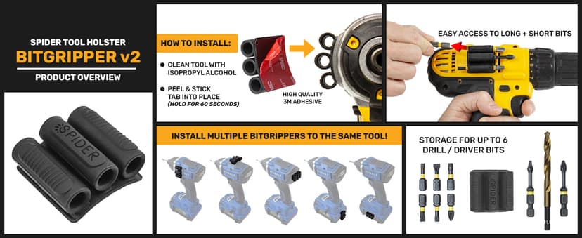 Spider Tool Holster - Improve The Way You Carry Your Power Drill, Driver, Multitool, Pneumatic, Multi-Tool and More on Your Belt - Compatible With All Major Tool Brands