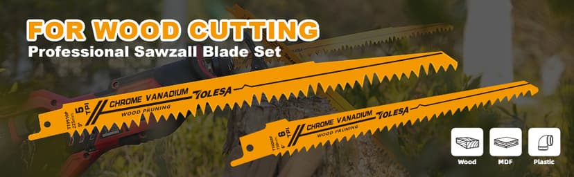 TOLESA 12 Pack CR-V Sawzall Pruning Blades 6 Inch+9 Inch for Tree Branch Root Wood Cutting, Reciprocating Saw Blade for Professional, DIYer, Gardener(Christmas Gift)