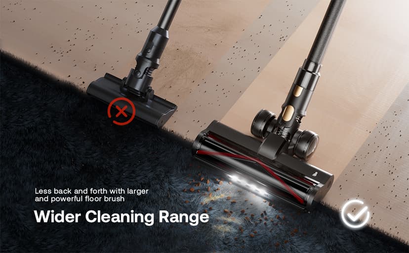 Cordless Vacuum Cleaner, 45Kpa 50 Mins Runtime Self-Standing Stick Vacuum Cleaners for Home, Powerful Suction, Lightweight, LED Touch Screen 8 in 1 Vacuum for Pet Hair, Carpet, Hardwood Floor, Black