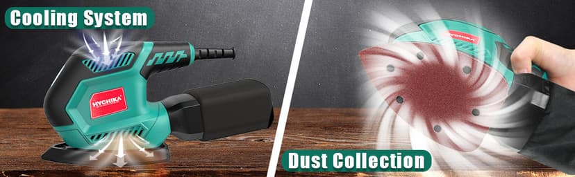 HYCHIKA Detail Sander, 14,000 OPM Compact Electric Sander Tool with 12 Pcs Sandpapers,Efficiency Dust Collection System,Suitable for Tight Spaces Sanding,Polishing,Removing Paint in Home Decoration