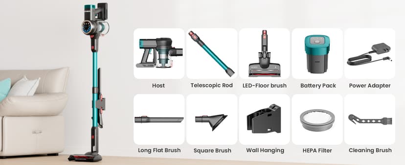 Cordless Vacuum Cleaner, 550W/45KPa Cordless Vacuum, 65 Mins Run Time, Self-Supporting Design,Stick Vacuum with OLED Display and Anti-Tangle Brush for Home, Carpets, Hard Floors and Pet Hair