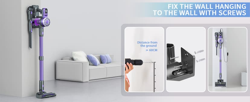 Cordless Vacuum Cleaner for Home with Powerful Suction,Lightweight Stick Vacuum Cordless Rechargeable with 35 Mins Runtime, Hardwood Floor Vacuum for Pet Hair,Carpet,Tile(Purple)