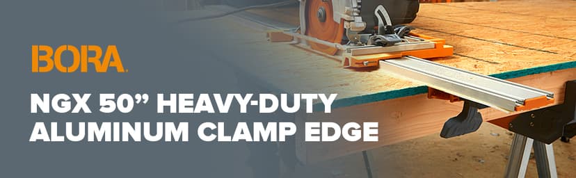 BORA 50” NGX Clamp Edge, Straight Cut Guide for Circular Saws, Easy to Use, Great for Cross-Cutting Plywood Sheets and Routing Dados, 544050