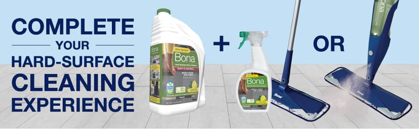 Bona Multi-Surface Floor Cleaner Refill - 128 fl oz - Lemon Mint - Residue-Free Floor Cleaning Solution refill for Spray Mop and Spray Bottles - For Use on Stone, Tile, Laminate, and Vinyl Floors