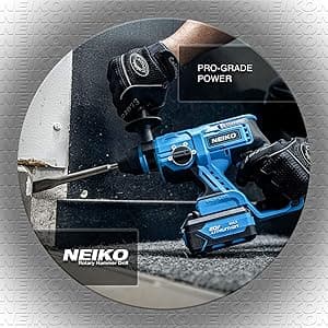 NEIKO 10882A Cordless Rotary Hammer Drill, Includes 20-Volt Li-ion Rechargeable Battery, Fast Charger, SDS Plus Hammer Drill, Heavy Duty Brushless Demolition Hammer, Cordless Hammer Drill, Rotohammer