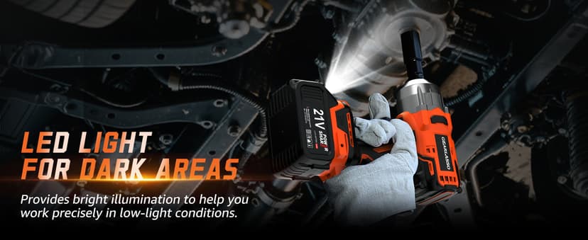 1300N.m(960Ft-lbs) Cordless Impact Wrench 1/2" Brushless High Torque Impact Wrench with 2x 4.0Ah Batteries, 6 Sockets, Charger, Extension Bar for Car, RV, Truck Wheel Lug Nuts