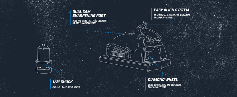 Drill Doctor DD350X Drill Bit Sharpener - 3/32" to 1/2" - Electric Sharpener - High Speed & Portable - for Steel, Masonry, Carbide & Tin-Coated Bits