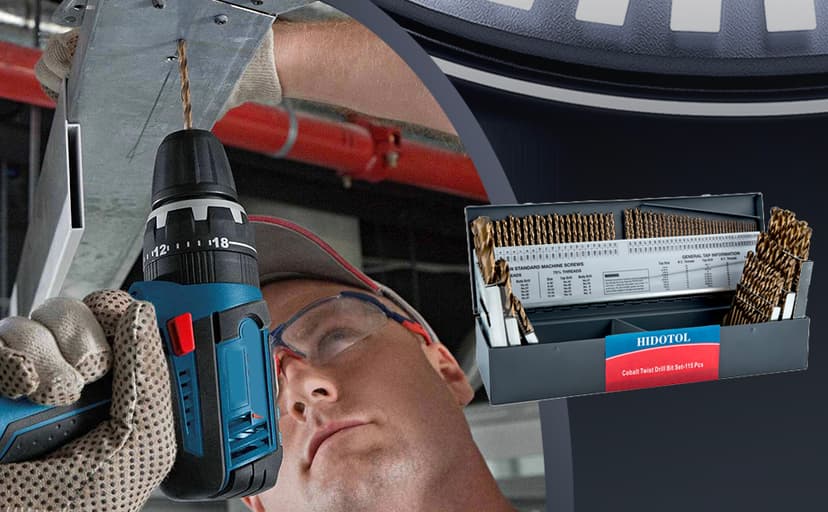 115PCS Cobalt Drill Bit Set M35 HSS for Hardened Steel Fractional 1/16"-1/2", Letter A - Z, Wire #1 - #60 with Indexed Metal Case