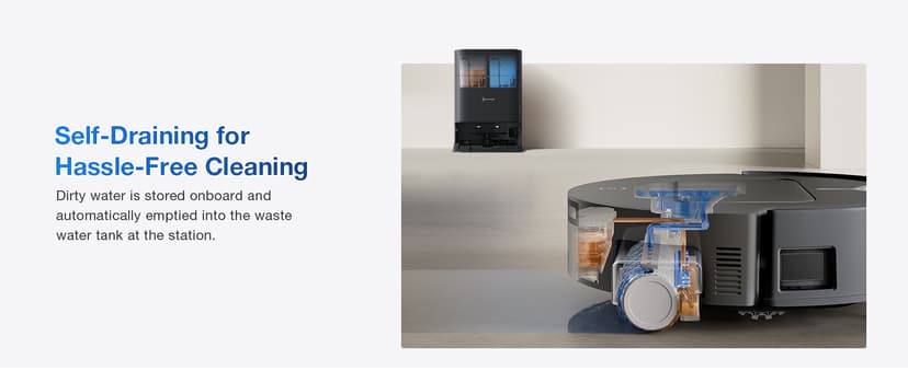 ECOVACS DEEBOT T80 Omni Robot Vacuum and Mop, 18,000Pa Suction, OZMO™ Roller Real-Time Mop Washing, Self-Emptying, Hot Air Drying, AI Navigation, Anti-Tangle Brush, for Pets, Carpets & Hard Floors